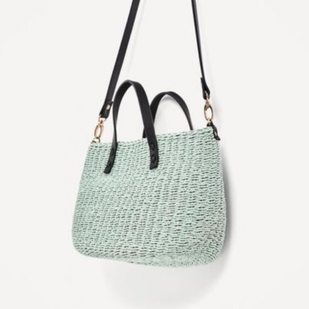 Zara NWT Mint Braided Mini Tote Bag - Picture 2 of 7